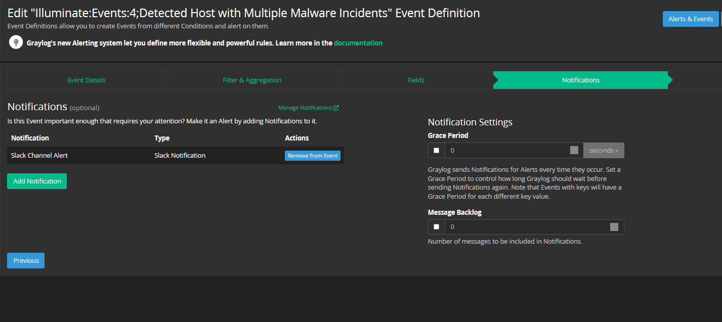 Graylog Illuminate Dashboard - Host with multiple malware events definitions